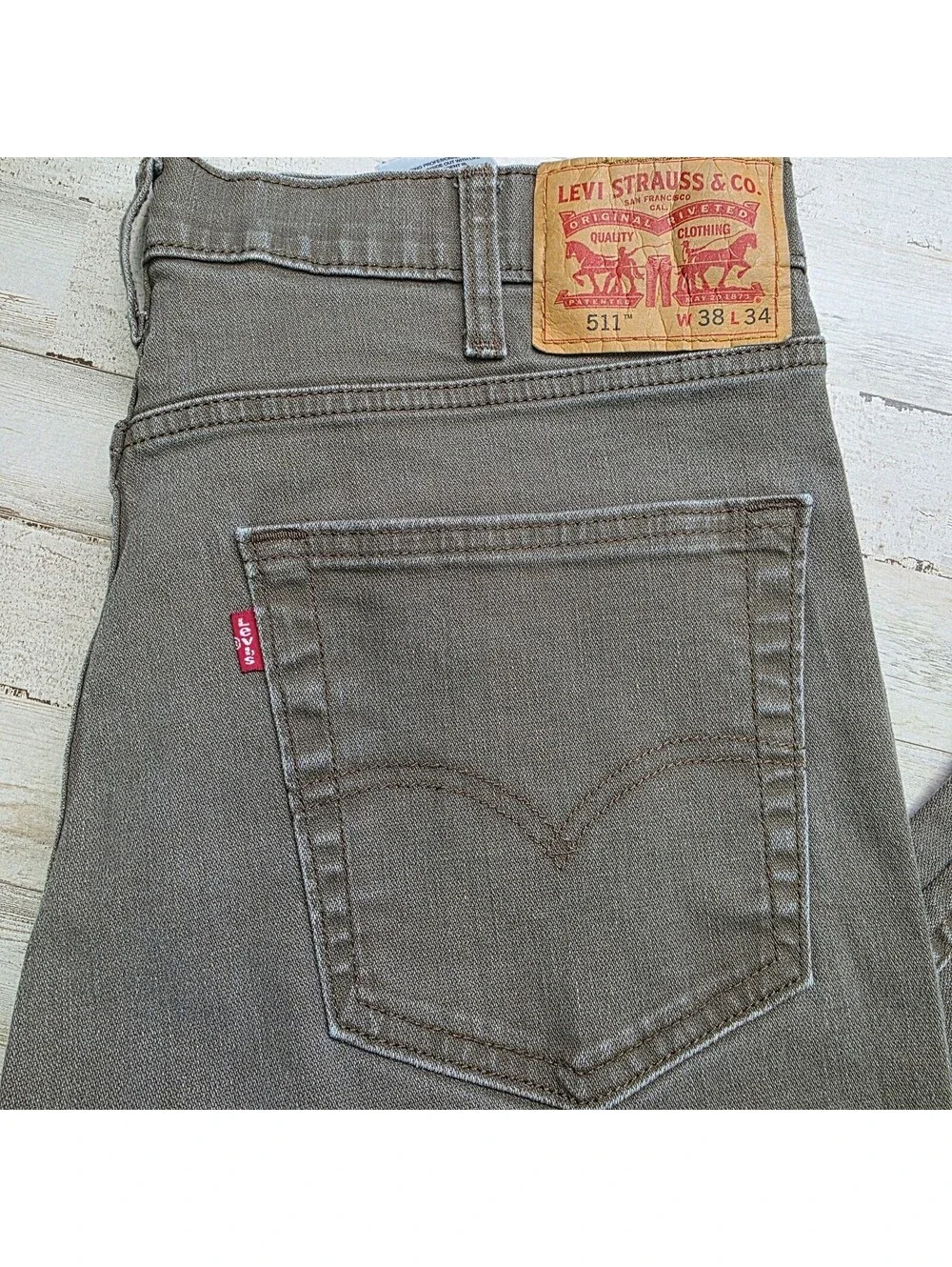 Levi's 511 Men's Jeans 38x34 Brown Denim Cotton Blend Stretch Comfort